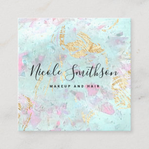 opal stone and FAUX gold foil details Square Business Card