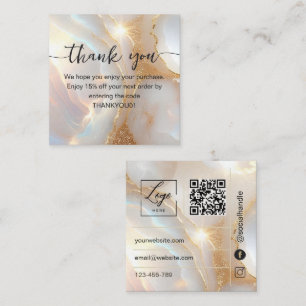 Opal stone and gold Thank You Card Order Insert