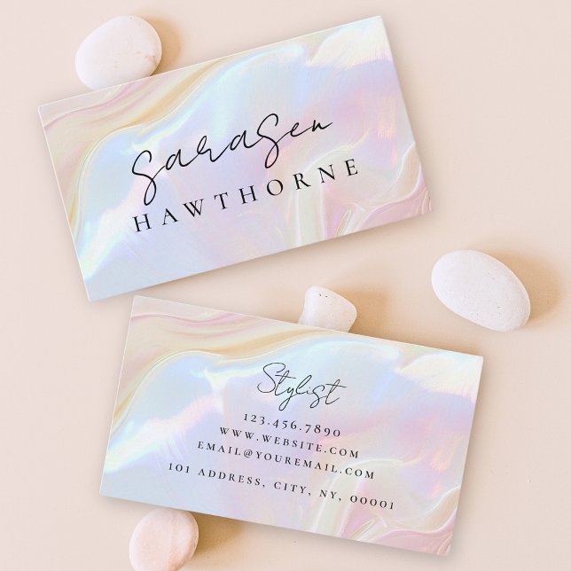 Opal Stone Elegant Luxury Script Name Monogram Business Card (Creator Uploaded)