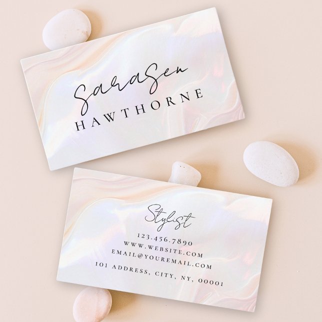 Opal Stone Elegant Luxury Script Name Monogram Business Card (Creator Uploaded)