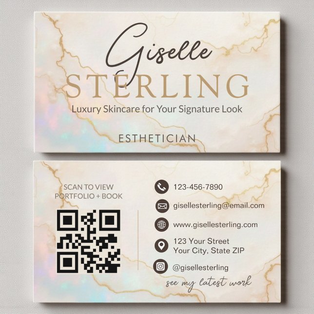 Opal Stone Esthetician QR Code Business Card (Creator Uploaded)