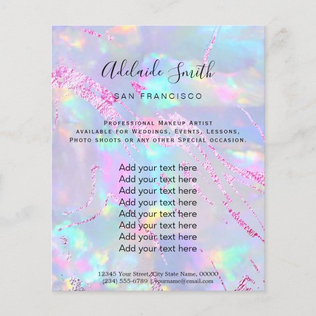 opal stone FAUX holograph purple foil Flyer (Front)