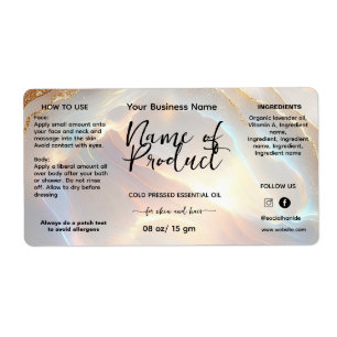 Opal Stone Gold Essential Oil Bottle Label