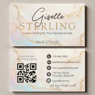 Opal Stone Hair Stylist QR Code Business Card
