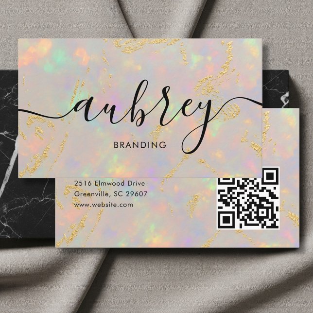 Opal Stone Logo QR Code Business Card (Creator Uploaded)