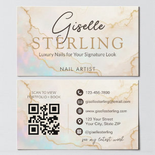 Opal Stone Nail Artist QR Code Business Card