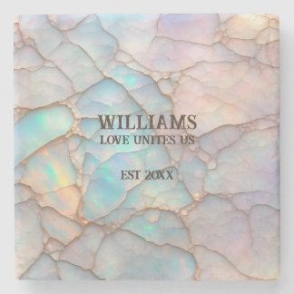 Opal Stone Pastel Colour Personalised Coaster