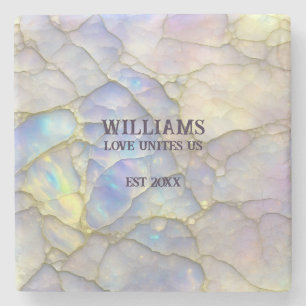 Opal Stone Pastel Purple Colour Personalised Coaster