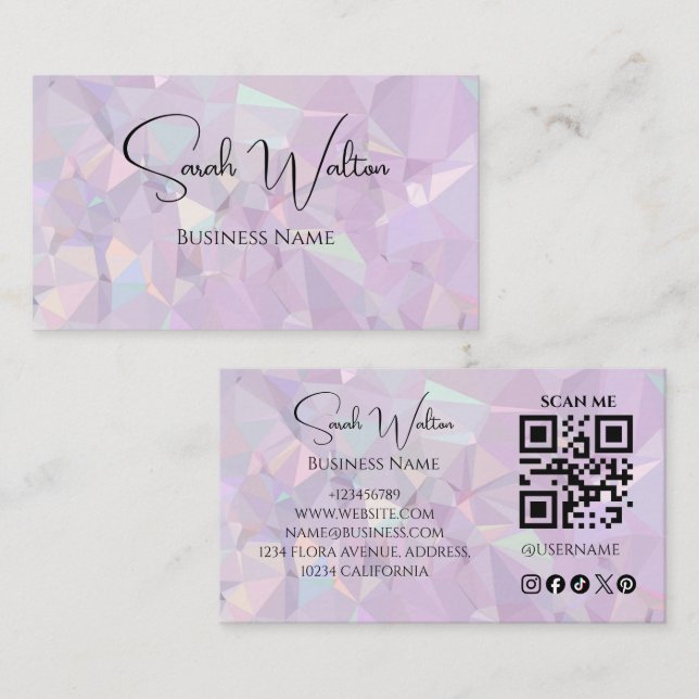 Opal Stone QR Code Business Card | Holographic (Front/Back)