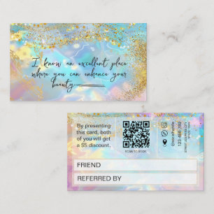 Opal stone Qr Code holographic Referral Card