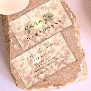 Opal Stone Rose Gold Brush Stroke Luxury Business Card