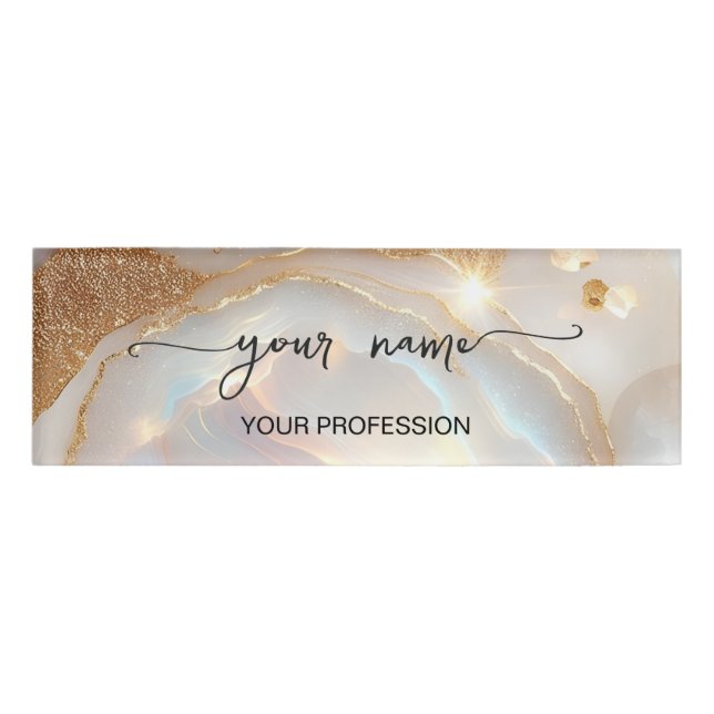 opal stone Script custom Name Tag (Front)