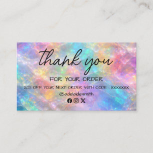 opal stone thank you business card