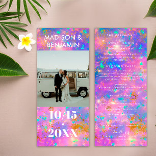Opal Stone White Photo Bold Minimalist Wedding Programme