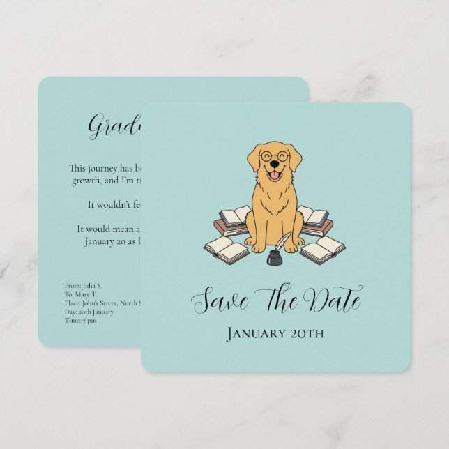 Opal Sweet Student Dog Graduation Save The Date (Front/Back)