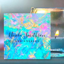 opal texture and faux gold details square busine