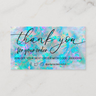 opal texture thank you business card