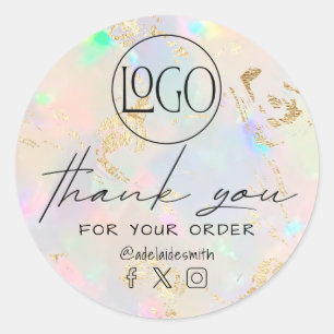 opal texture thank you  classic round sticker