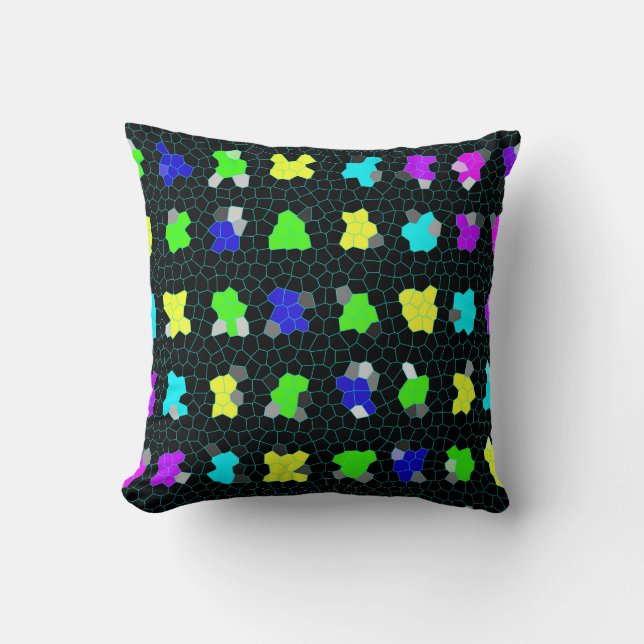 Opalescent Colorful Stained Glass Checks, Cushion (Front)