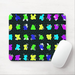 Opalescent Colorful Stained Glass Checks, Mouse Pad