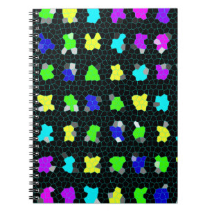 Opalescent Colorful Stained Glass Checks, Notebook