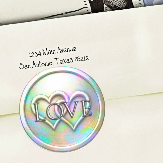 Opalescent Two Hearts Love Silver Classic Round Sticker (Creator Uploaded)