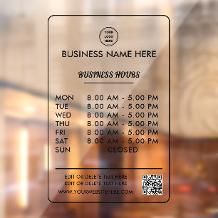 Opaque Black Opening Business Hours With Logo
