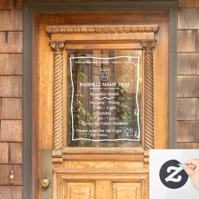 Opaque Café Coffee Shop QR Code Business Hours (Home Door)