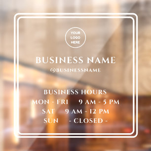 Opaque Minimalist Opening Time With Logo Business