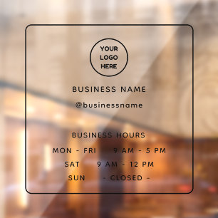 Opaque Minimalist Opening Time With Logo Business