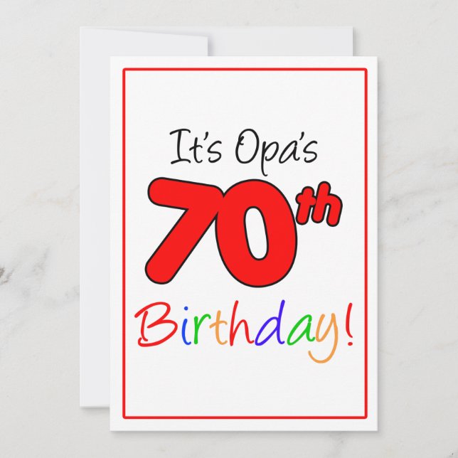Opa's 70th Milestone Birthday Party Celebration Invitation (Front)