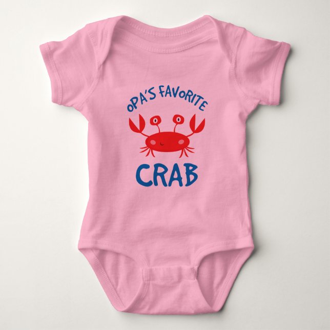 Opas Favourite Crab (Grandchild) Baby Bodysuit (Front)