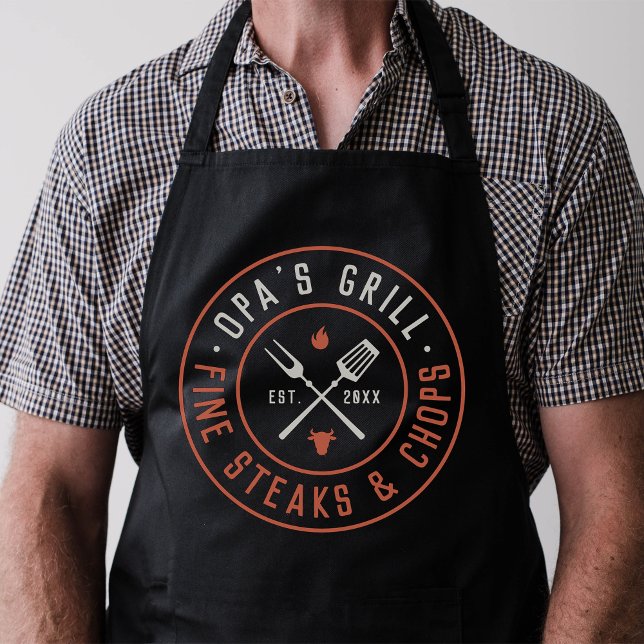 Opa's Grill Personalised Year Established Apron (Creator Uploaded)