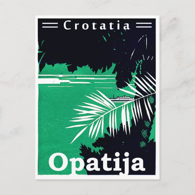 Opatia, Croatia, Adriatic sea, two coloured vintag Postcard (Front)