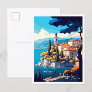 Opatija Croatia Travel Vintage Illustration Postcard