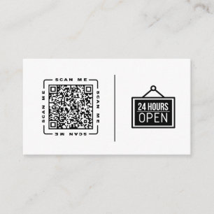 Open 24/7   Customisable QR code And Logo Template Business Card