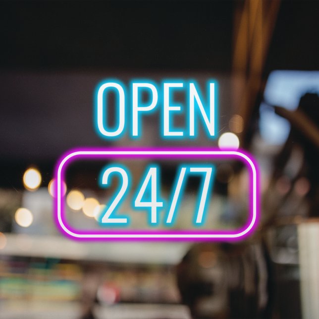 Open 24/7 l Neon Pink Blue Opening Hours  (Creator Uploaded)