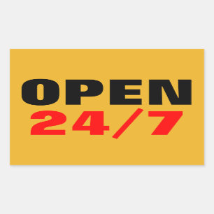OPEN 24/7 RECTANGULAR STICKER