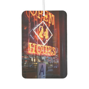 Open 24 Hours Neon Diner Sign New York City NYC Car Air Freshener