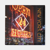 Open 24 Hours Neon Diner Sign New York City NYC