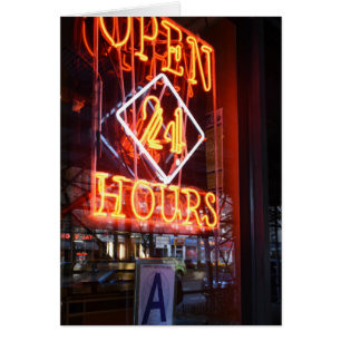 Open 24 Hours Neon Diner Sign NYC Photography