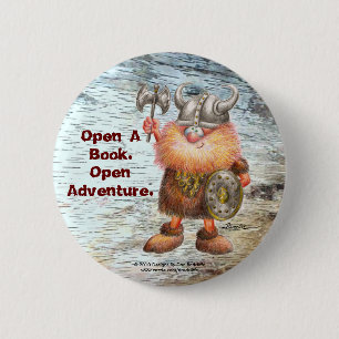Open A Book. Open Adventure. 6 Cm Round Badge