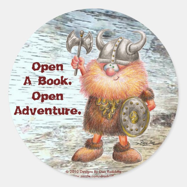 Open A Book.  Open Adventure. Classic Round Sticker (Front)