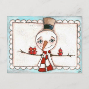 Open Arms Snowman - Holiday Postcard