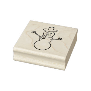 Open Arms Snowman in Hat and Scarf Rubber Stamps