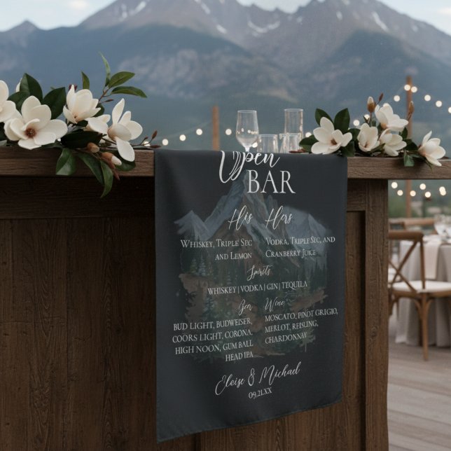 Open Bar and Signature Drink Watercolor Mountain Tapestry (Open Bar and Signature Drink Watercolor Mountain Tapestry)