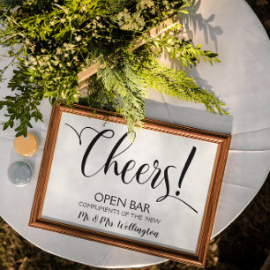 Open bar Cheers wedding sign