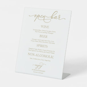 Open Bar Elegant Gold Calligraphy Wedding Sign