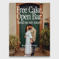 Open Bar Free Cake Photo Retro Save The Date