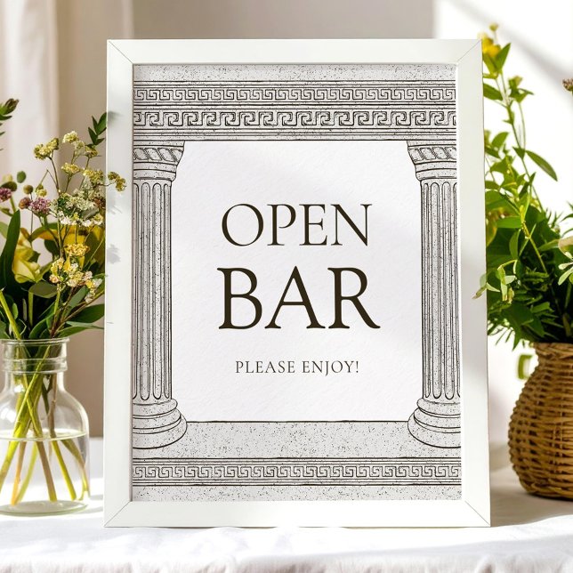 Open bar Grecia toga party table Sign with Columns (Creator Uploaded)